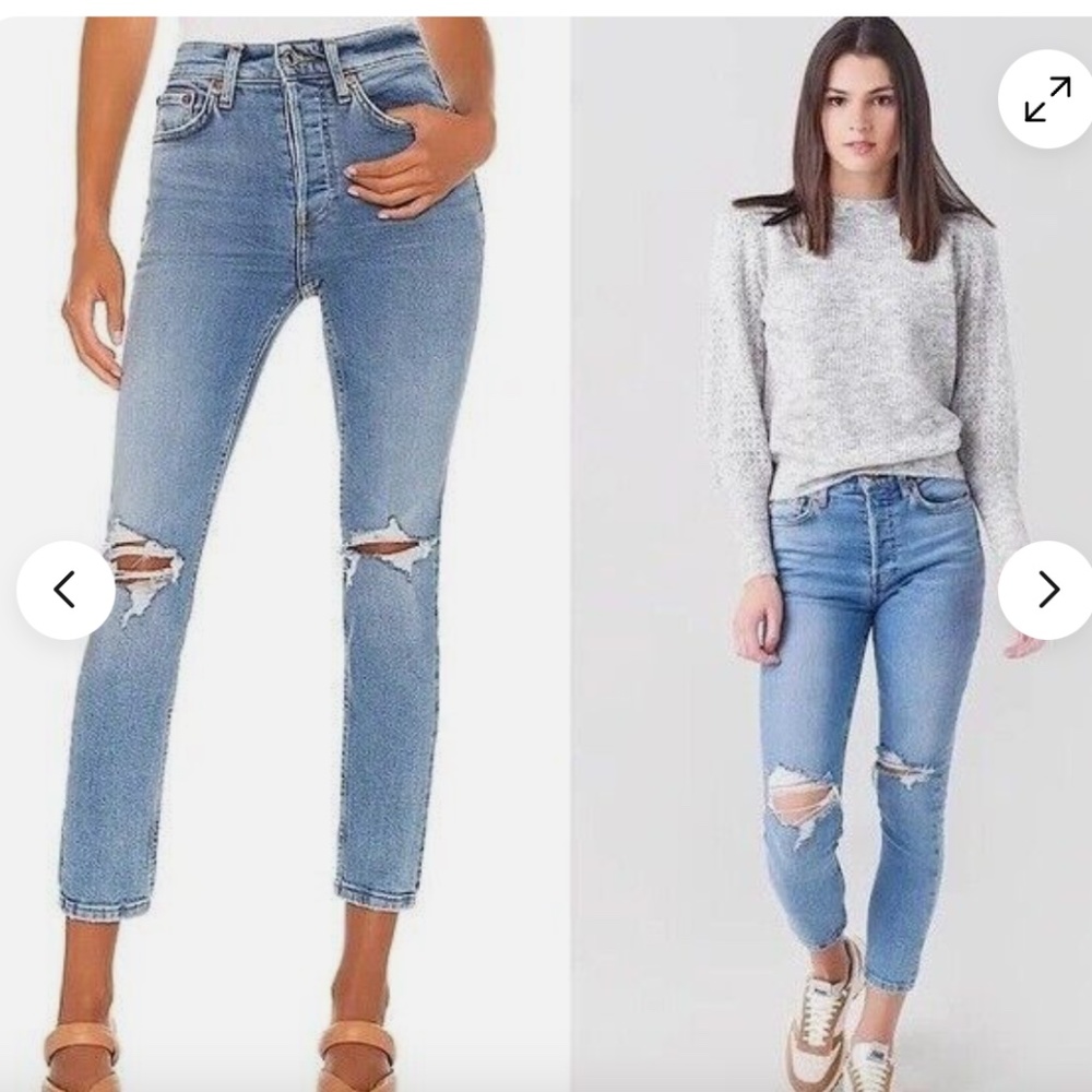 RE/DONE High Rise Ankle Crop Stretch Jeans